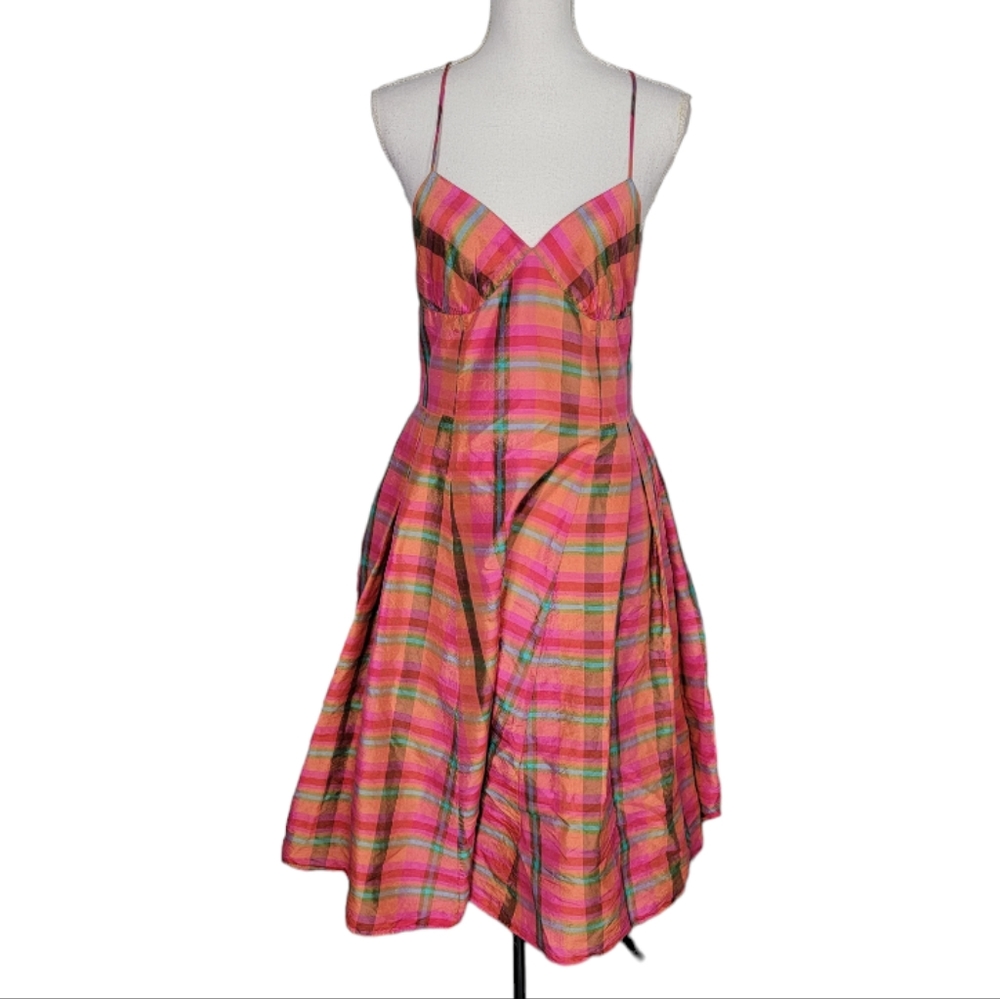 Isaac Mizrahi for Target Silk Plaid Shimmer Dress Size 8